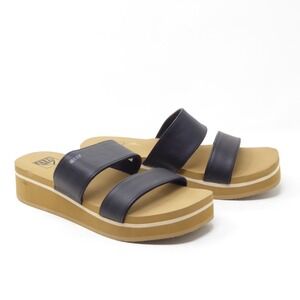 Reef Hali Hi 2 Bar Sandals Women's Size 7 Black Platform Slides Casual